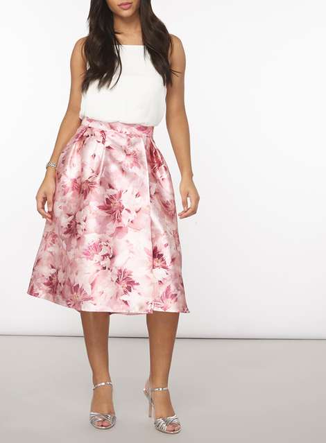 **Luxe Pink Blurred Floral Skirt